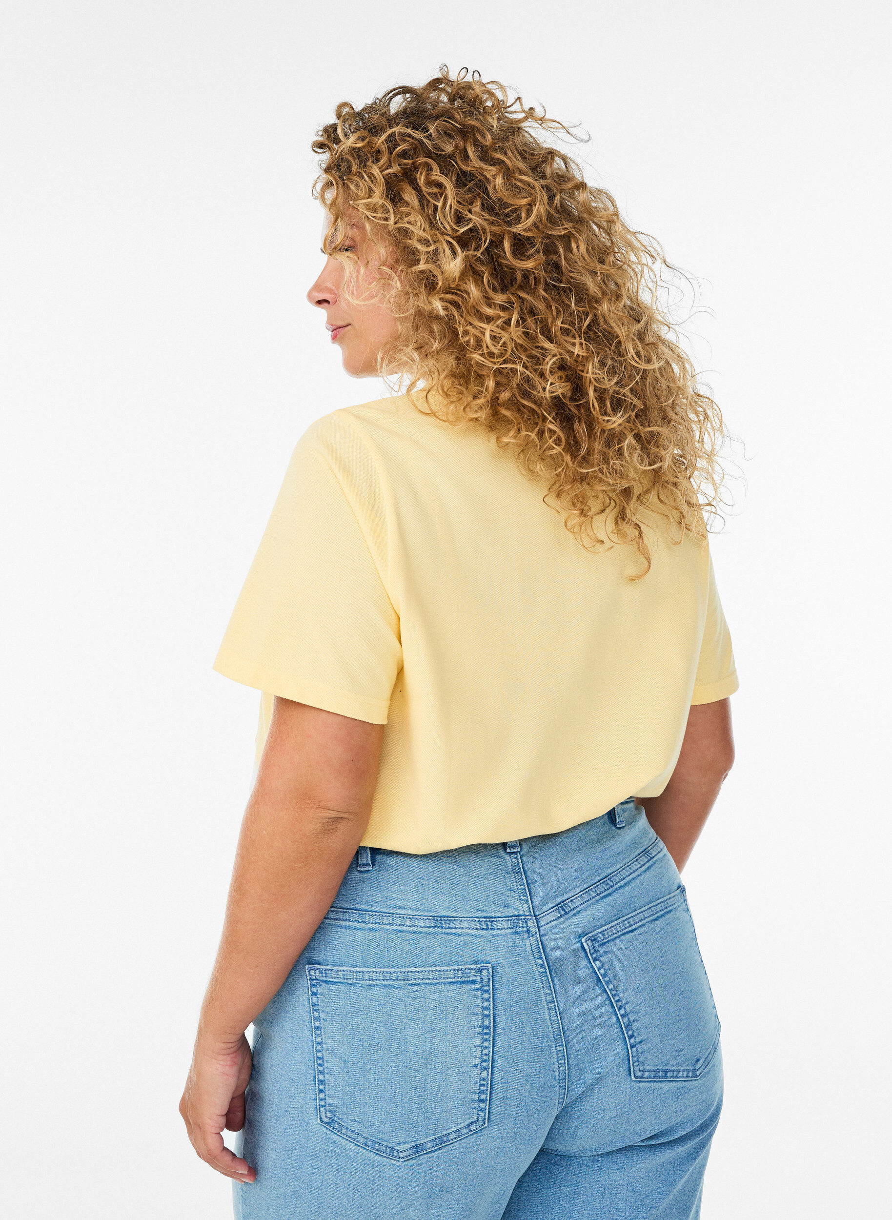 Zizzi Lyhythihainen pikeepaita, Keltainen, Model image number 2