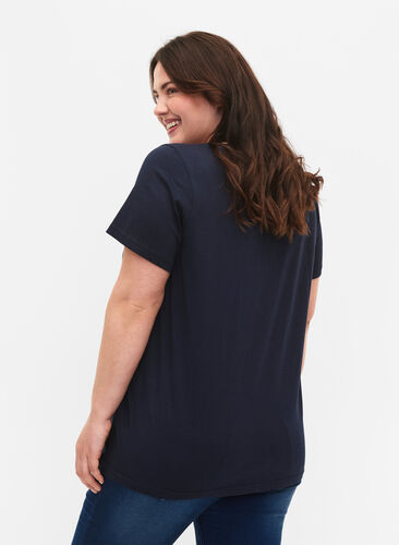 Puuvillainen t-paita painatuksella, Navy Blazer SUN, Model image number 1