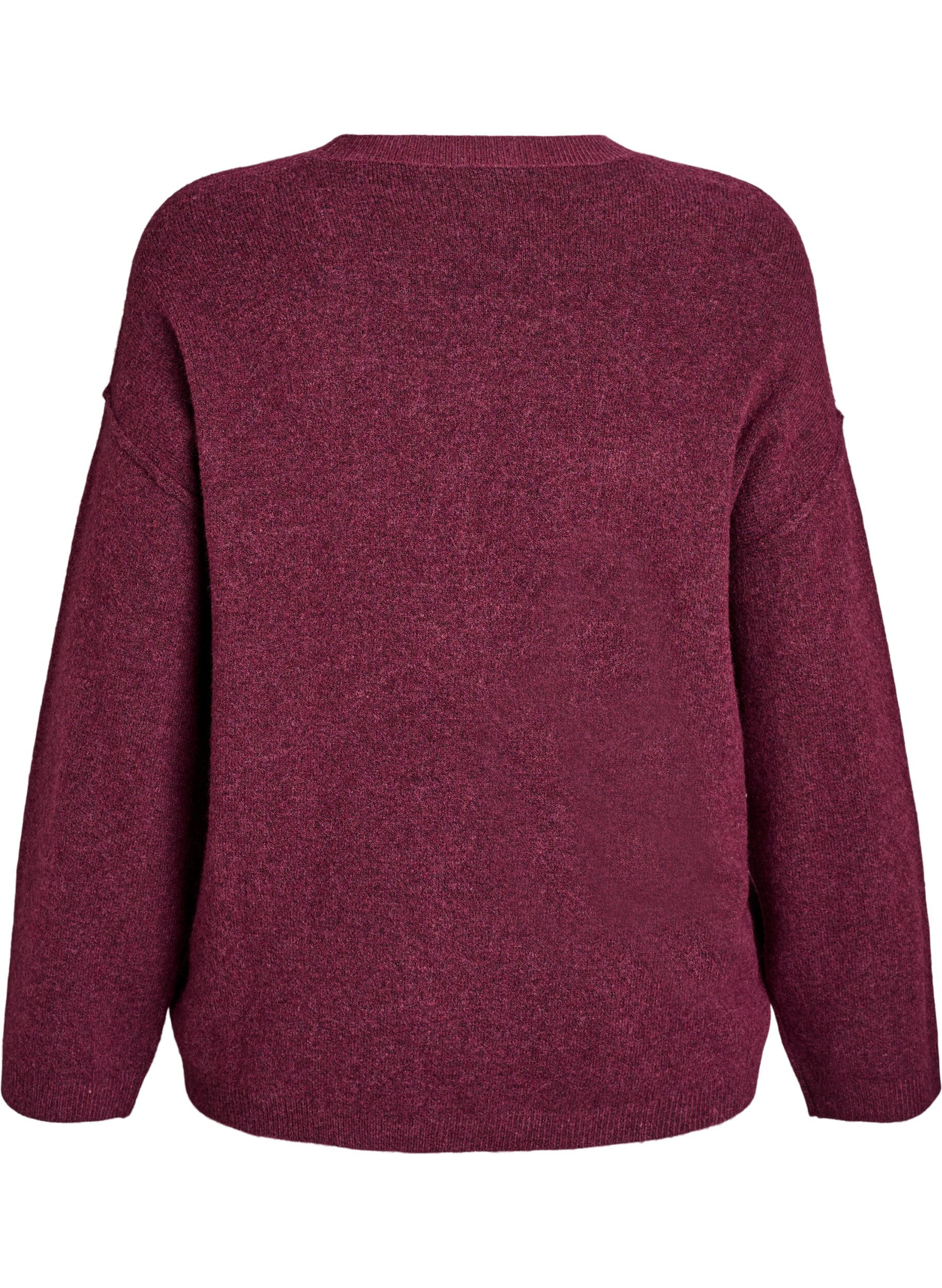 ZizziV&auml;lj&auml; neulepusero, jossa n&auml;kyv&auml;t saumat, Tumma Bordeaux, Packshot image number 1