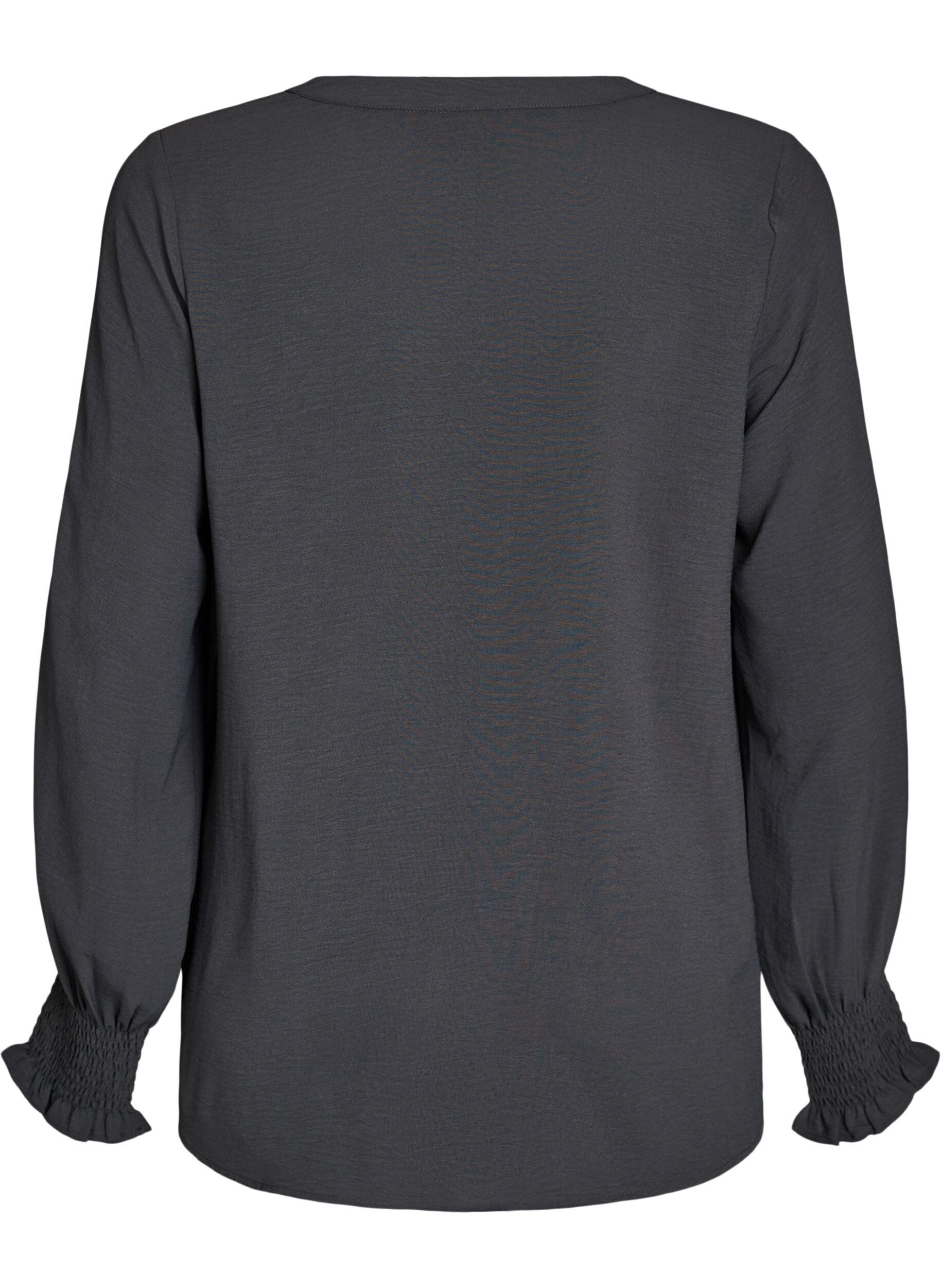 ZizziPusero smock-kalvosimilla ja v-p&auml;&auml;ntiell&auml;, Harmaa, Packshot image number 1