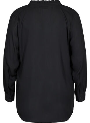 Pitkähihainen paita röyhelökauluksella, Black, Packshot image number 1