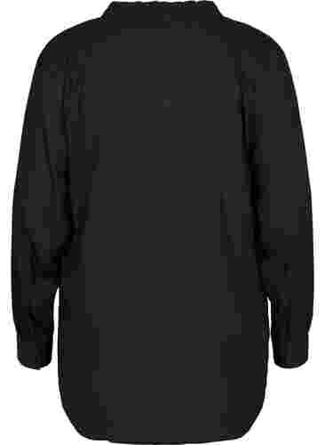 Pitkähihainen paita röyhelökauluksella, Black, Packshot image number 1