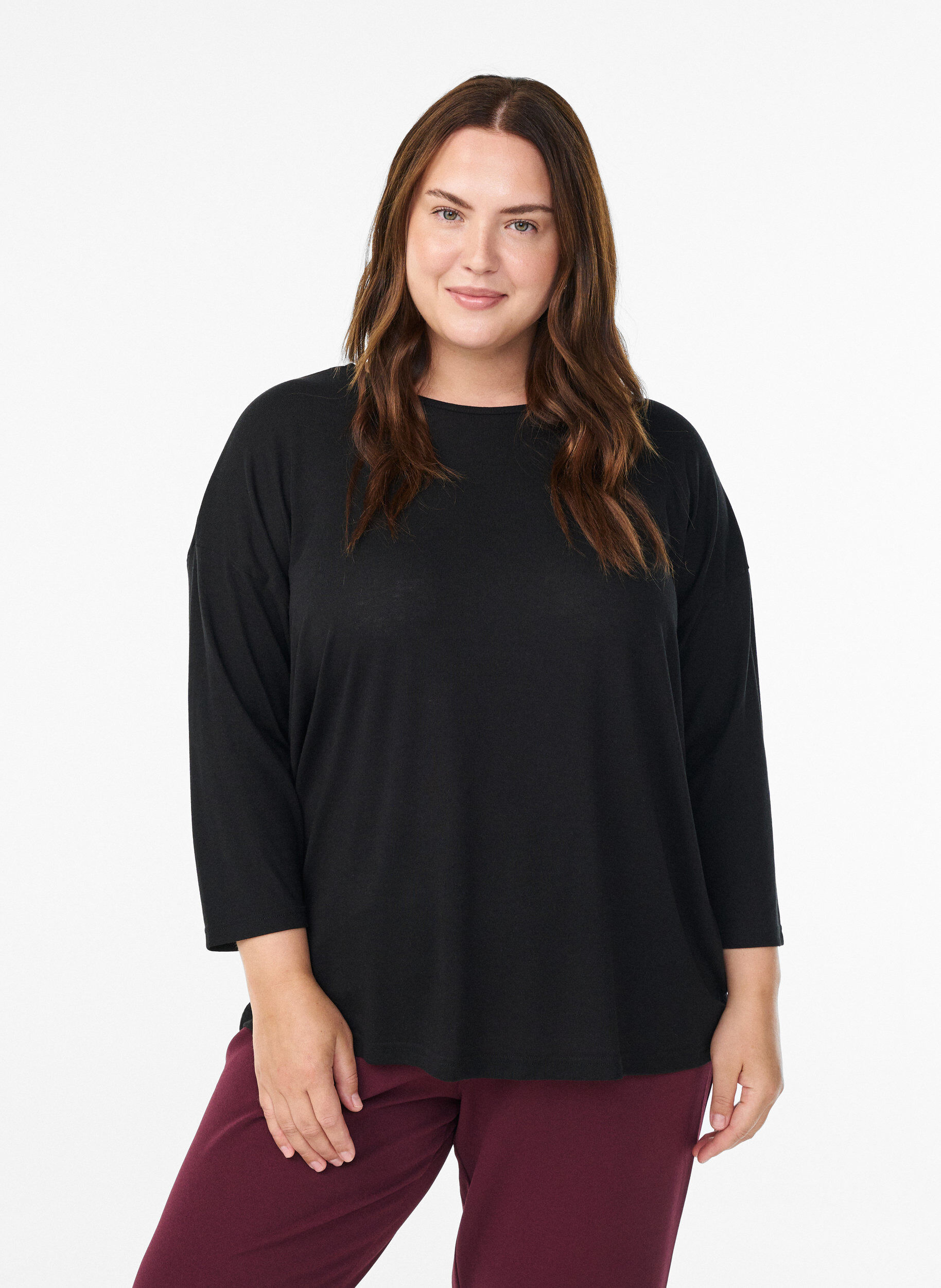 ZizziJersey -pusero 3/4-hihoilla, Musta, Model image number 0