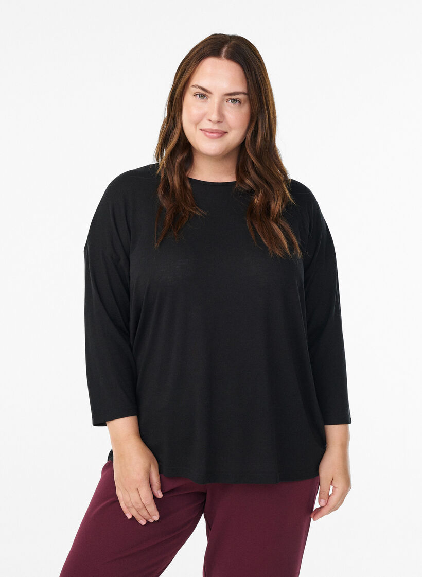 Jersey -pusero 3/4-hihoilla, Musta, Model image number 0