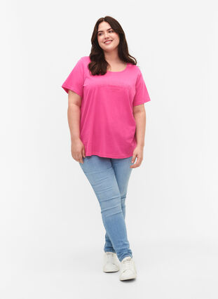 Puuvillainen t-paita tekstiprintillä, Shocking Pink W. LOS, Model image number 2