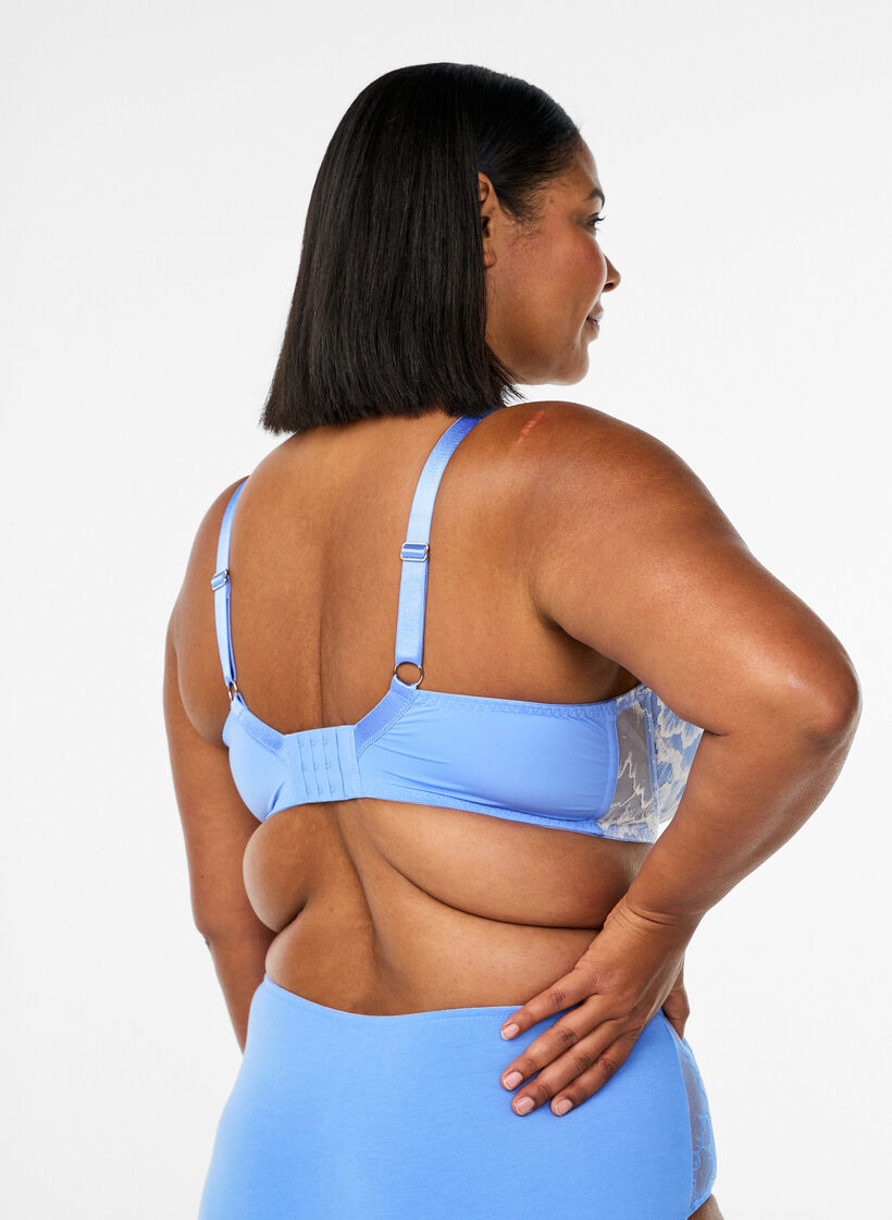 Topatut rintaliivit pitsill&auml; ja verkolla, Sininen, Model image number 2