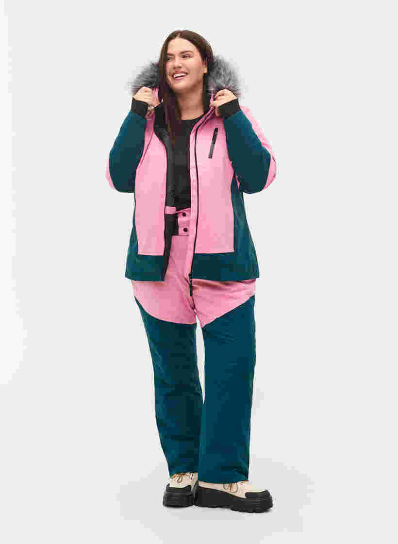 Talviurheilutakki irrotettavalla hupulla, Sea Pink Comb, Model image number 4