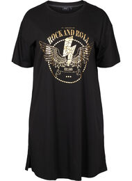 Puuvillainen t-paitamekko printillä, Black w. Gold