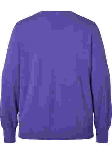 Yksivärinen neulepusero ribbauksella, Purple Opulence Mel., Packshot image number 1