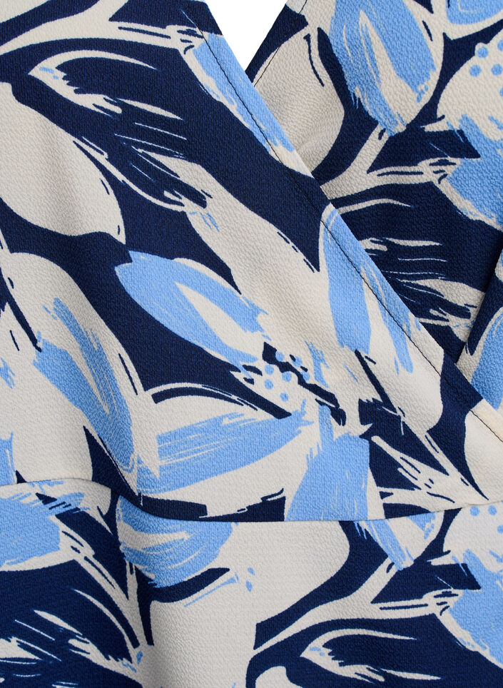 Kukallinen kietaisumekko lyhyill&auml; hihoilla, Sininen, Packshot image number 2