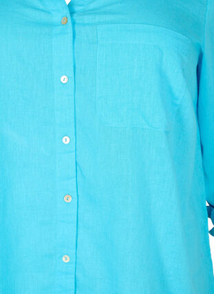 Puuvilla-pellavasekoitteinen paitapusero, jossa on napitus, Blue Atoll, Packshot image number 2