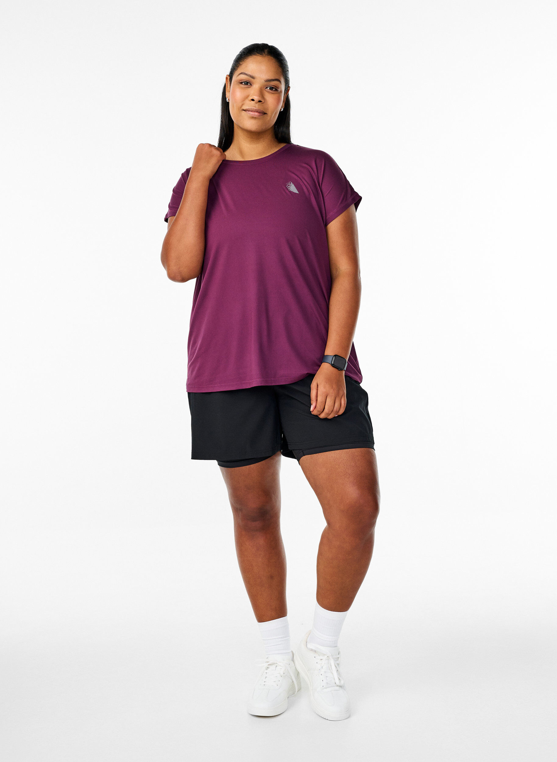 Zizzi Yksiv&auml;rinen treenipaita, Violetti, Model image number 1