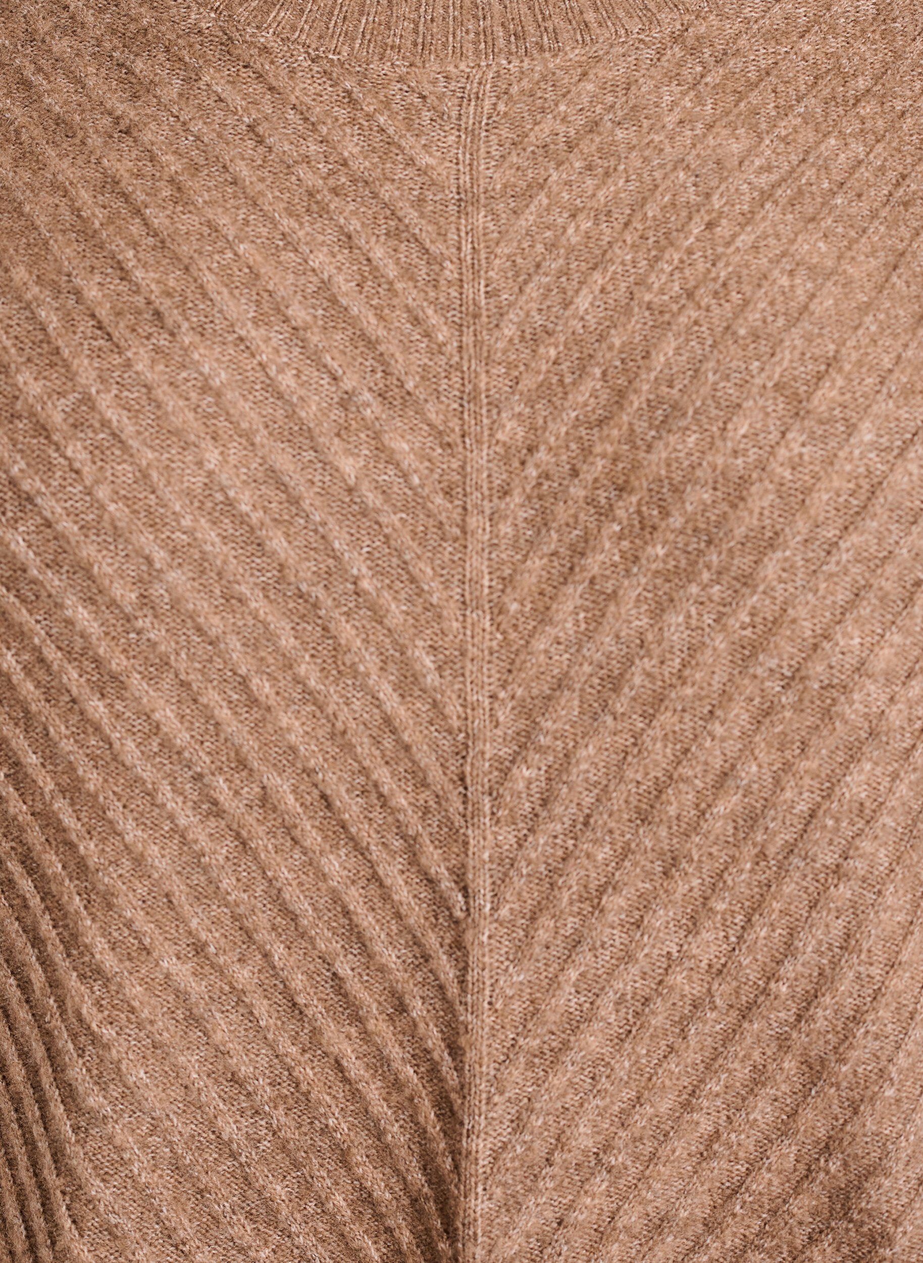 ZizziLyhyt neulemekko V-muotoisella tekstuurikuviolla, Ruskea, Packshot image number 2