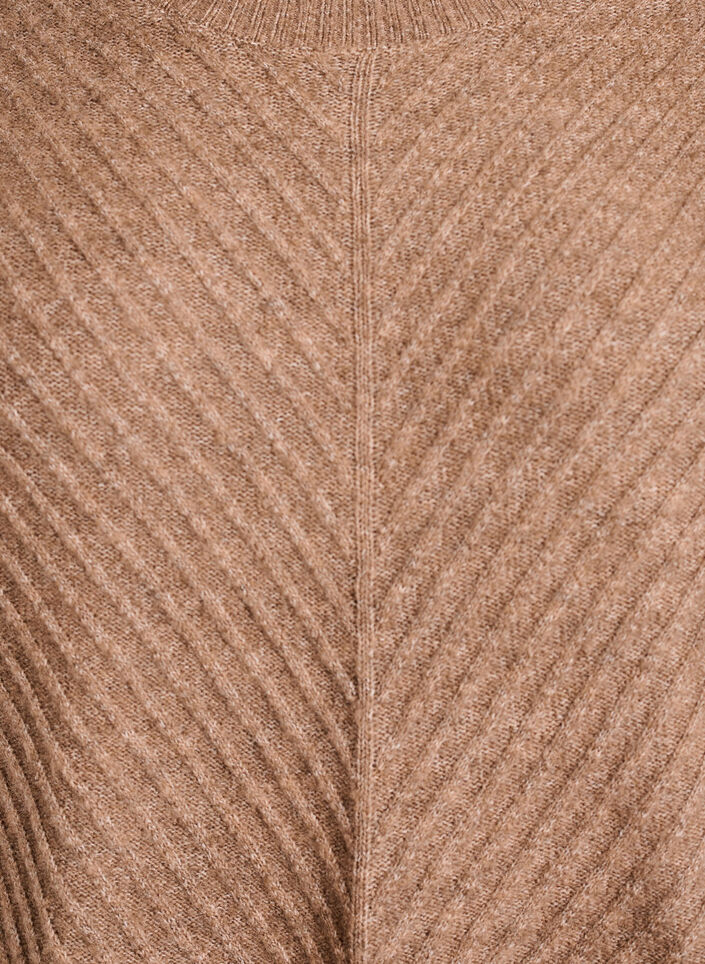 Lyhyt neulemekko V-muotoisella tekstuurikuviolla, Ruskea, Packshot image number 2