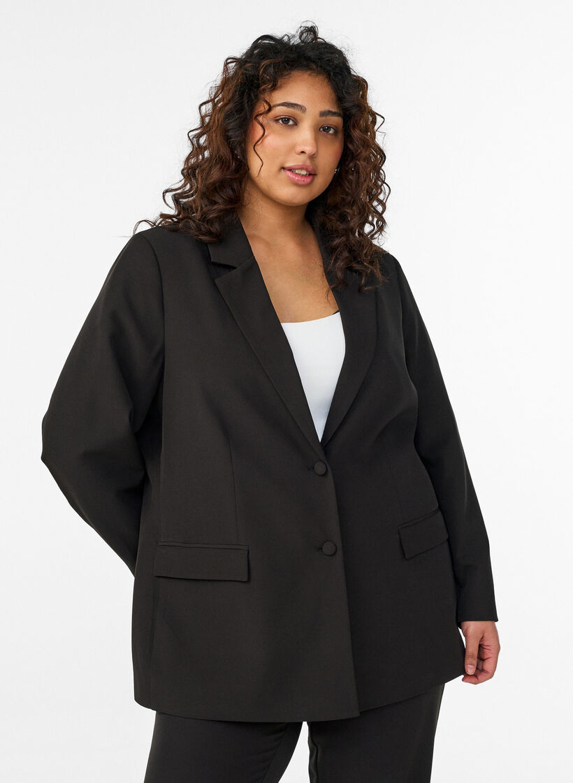 Klassinen bleiseri nappikiinnityksell&auml;, Musta, Model image number 0