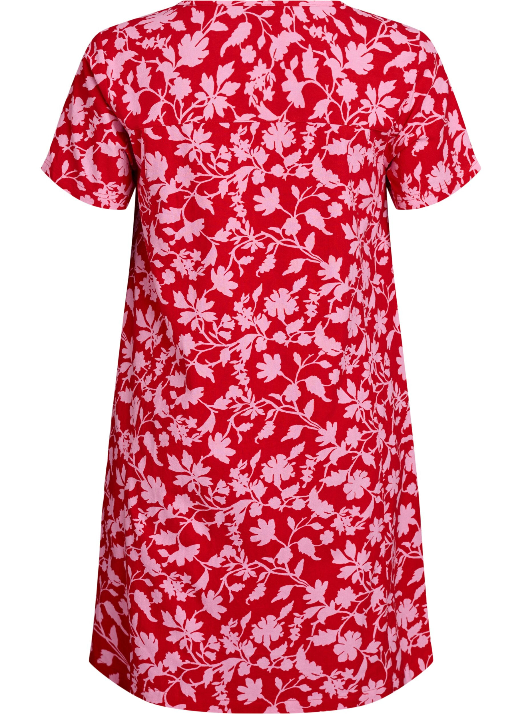 ZizziLyhyt a-linjainen mekko kukkakuviolla, Punainen, Packshot image number 1