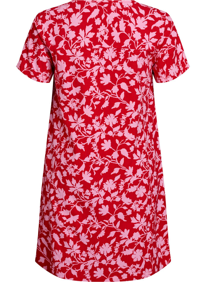 Lyhyt a-linjainen mekko kukkakuviolla, Punainen, Packshot image number 1