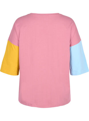 T.paita 2/4-hihoilla ja kontrastiväreillä, Pink Blocking, Packshot image number 1