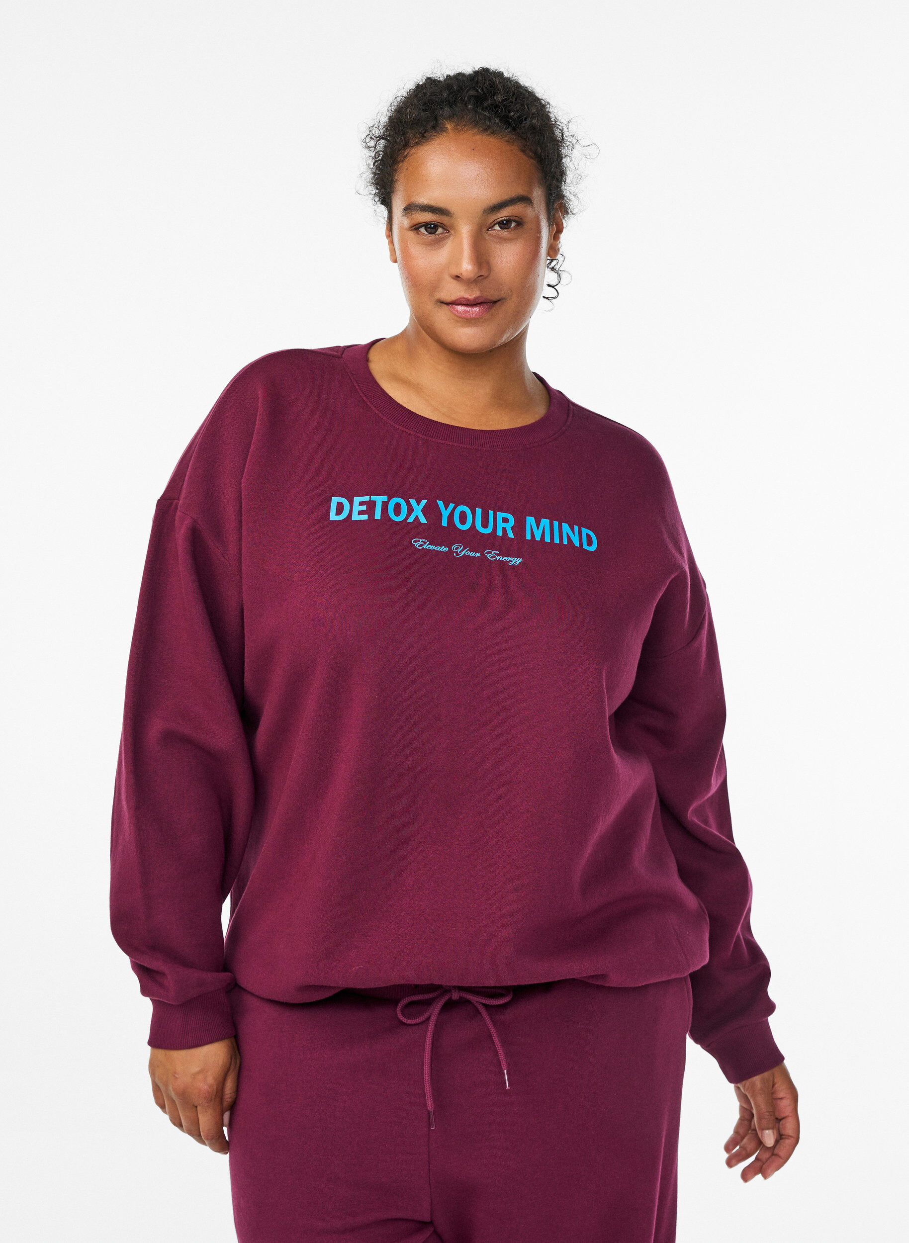 ZizziCollegepaita tekstiprintill&auml;, Tumma Bordeaux, Model image number 0