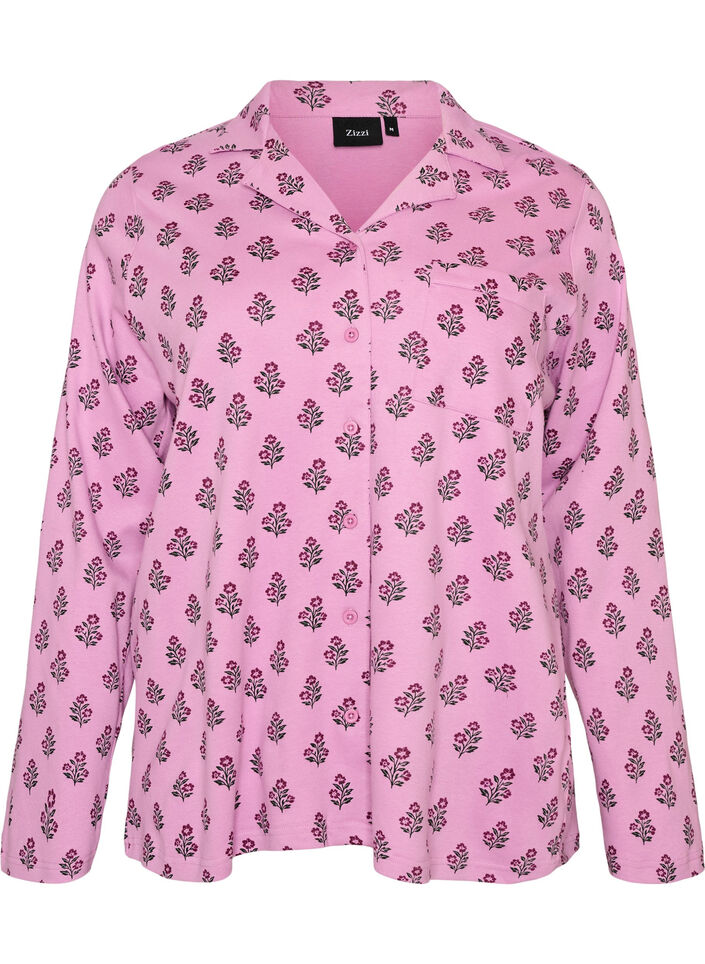 Puuvillainen pyjamapaita rintataskulla, Vaaleanpunainen, Packshot image number 0