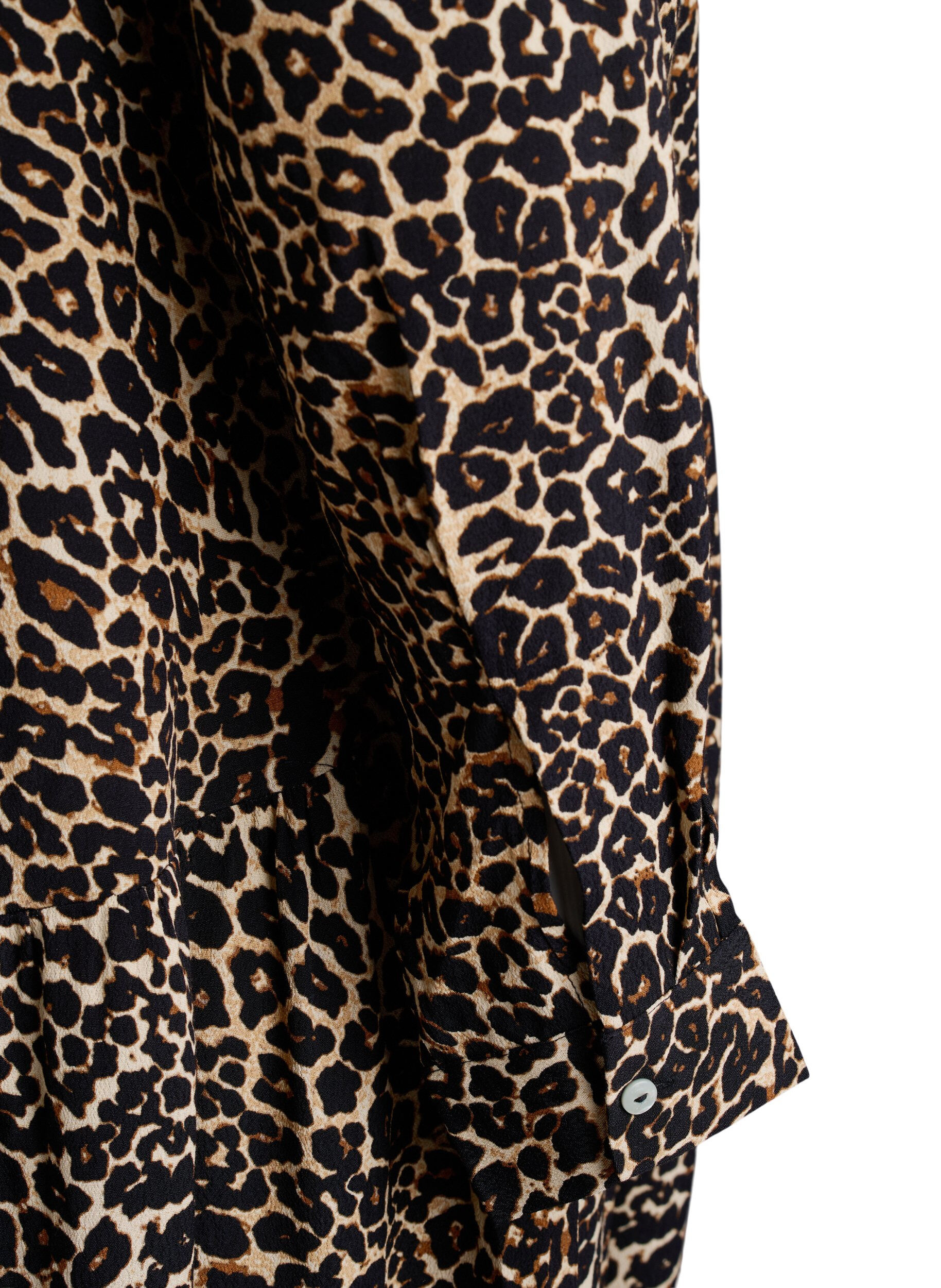 Zizzi Kuvioitu viskoosinen pitk&auml;hihainen midimekko, Ruskea, Packshot image number 3