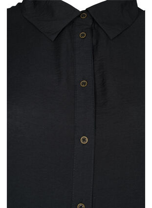 Viskoosinen paitamekko röyhelöreunuksella, Black, Packshot image number 2