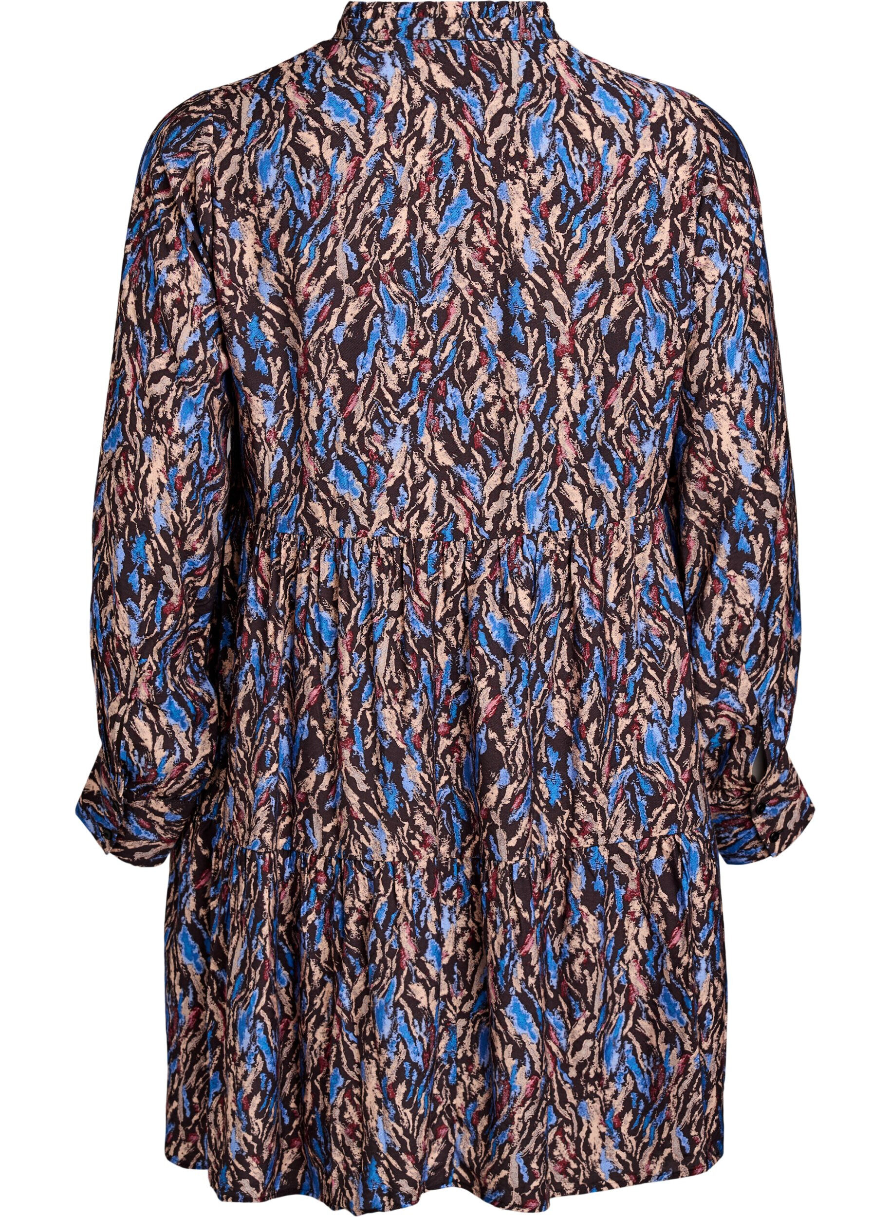 Zizzi A-linjainen mekko r&ouml;yhel&ouml;kauluksella, Sininen, Packshot image number 1