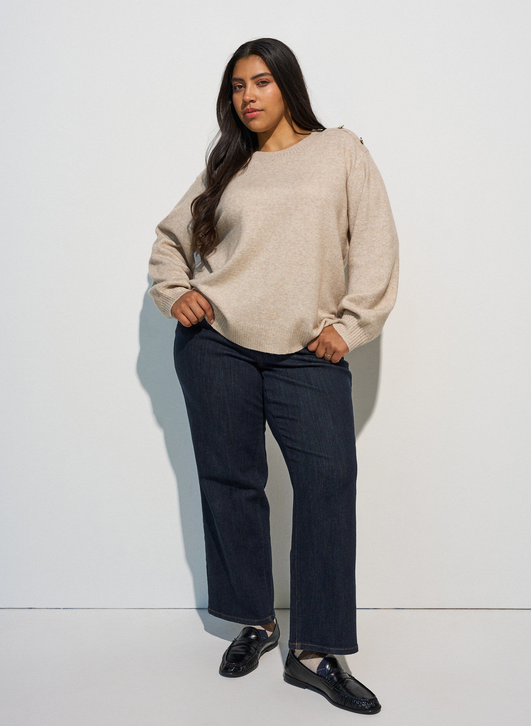 ZizziNeulepusero nappiyksityiskohdilla, Beige, Model image number 1