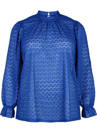 Pitkähihainen pusero, jossa on kuvioitu tekstuuri, Deep Ultramarine, Packshot image number 0