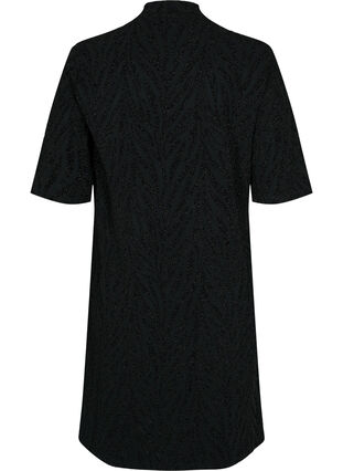 Kuvioitu mekko glitterillä ja lyhyillä hihoilla, Black/Black Lurex, Packshot image number 1