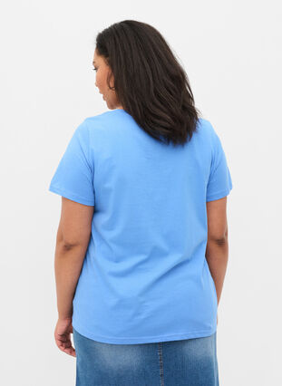 Lyhythihainen puuvillainen t-paita printillä , Ultramarine TEXT, Model image number 1