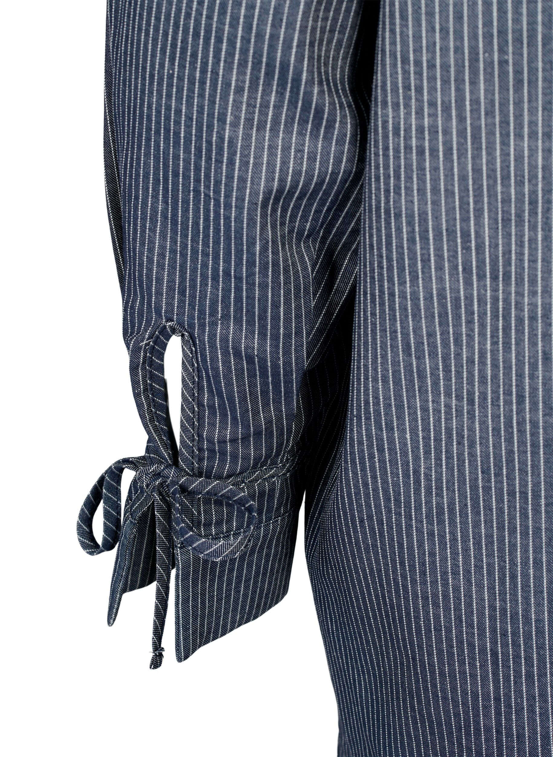 Zizzi Paita, jonka hihoissa on nauhat, Navy Stripe, Packshot image number 3