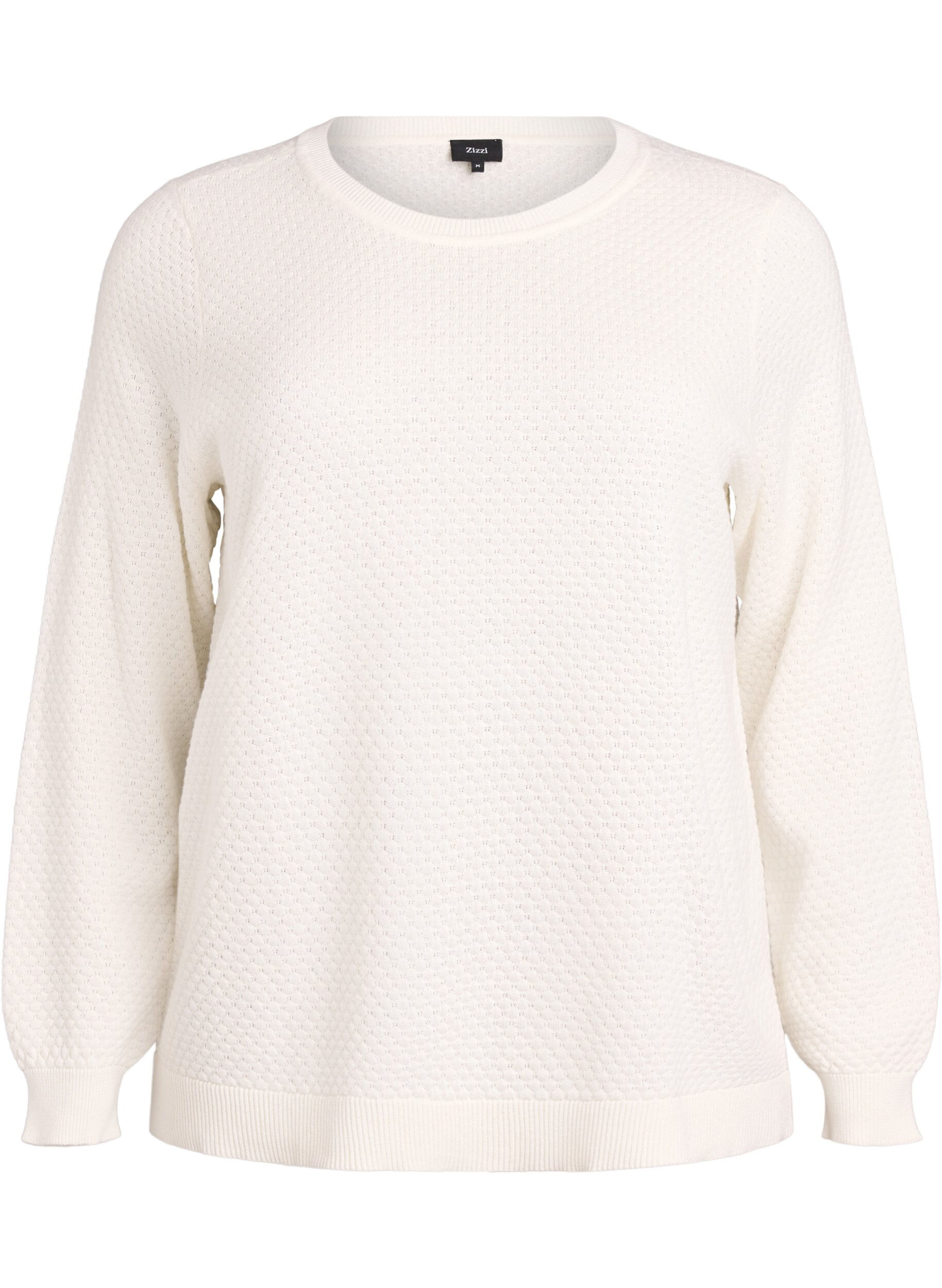 Puuvillainen neulepusero, jossa tekstuurikuvio