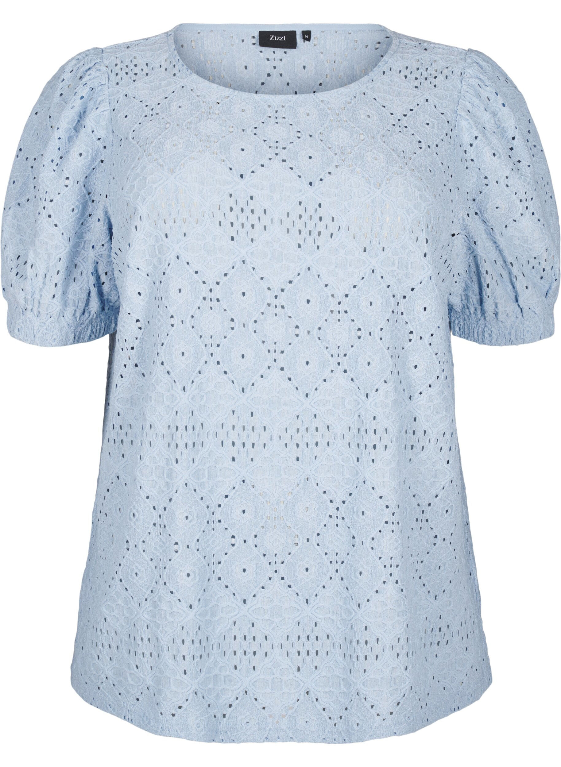 ZizziLyhythihainen pusero, jossa on pitsikuviointi., Cashmere Blue, Packshot image number 0