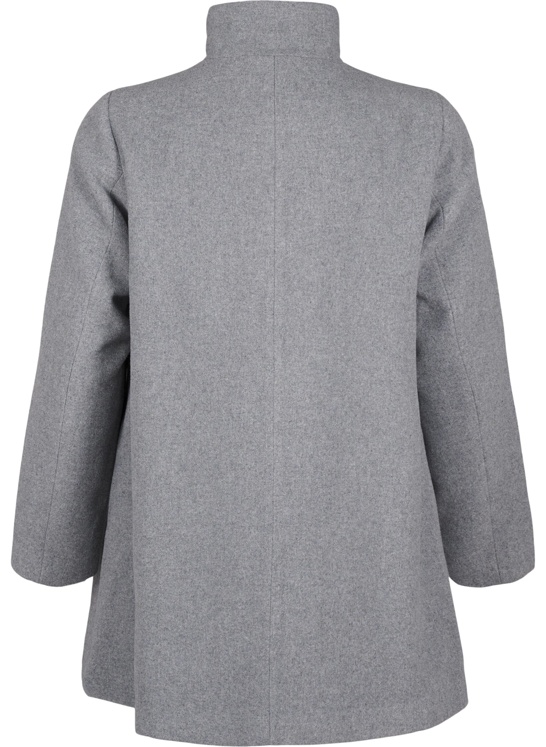 Zizzi Lyhyt A-linjainen takki, Light Grey Melange, Packshot image number 1