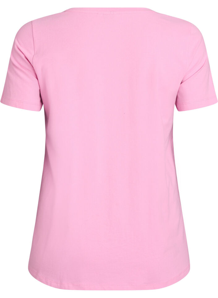 Yksiv&auml;rinen peruspuuvillainen T-paita, Vaaleanpunainen, Packshot image number 1