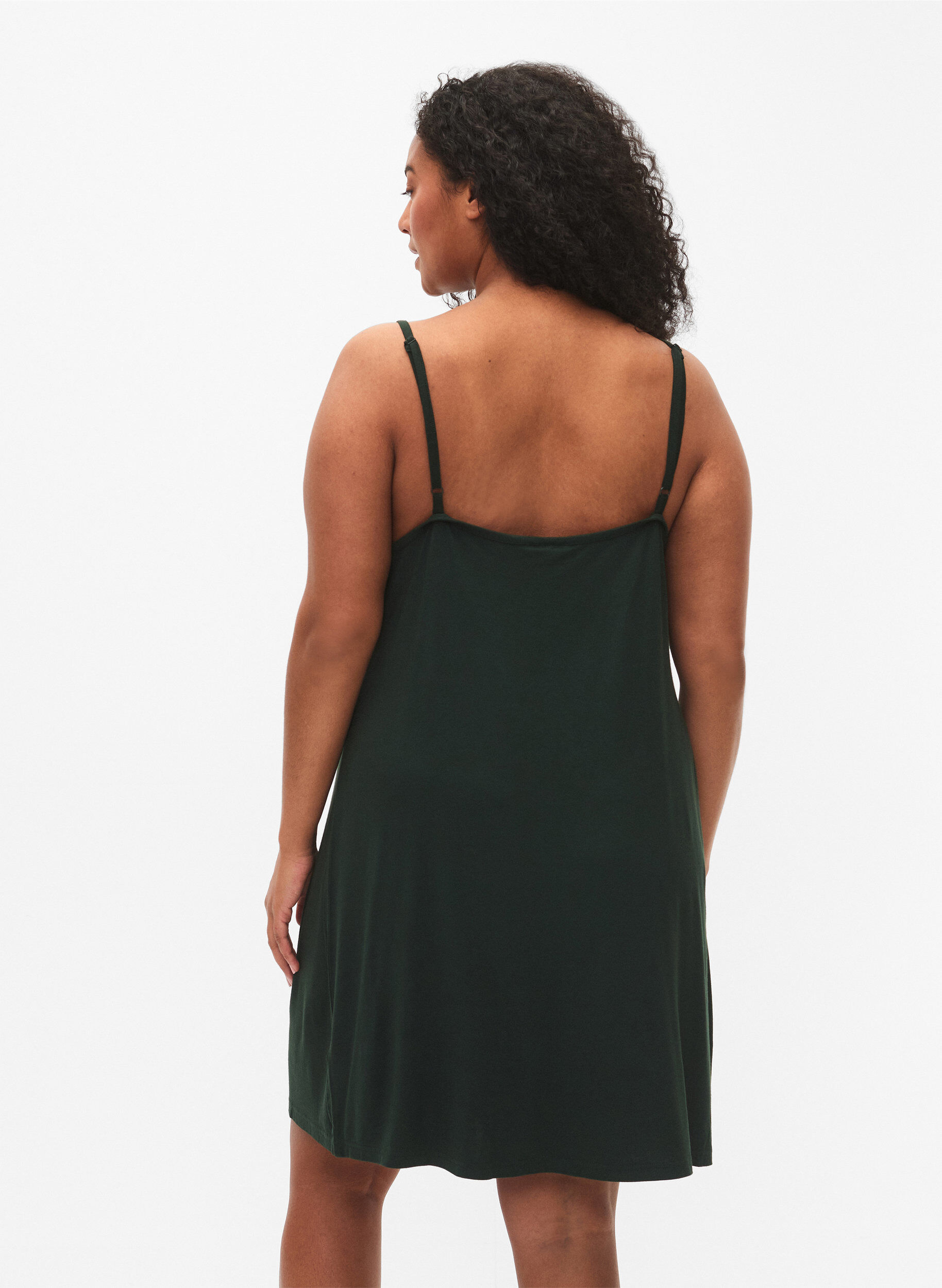 ZizziViskoosinen y&ouml;mekko pitsireunuksella , Vihre&auml;, Model image number 2