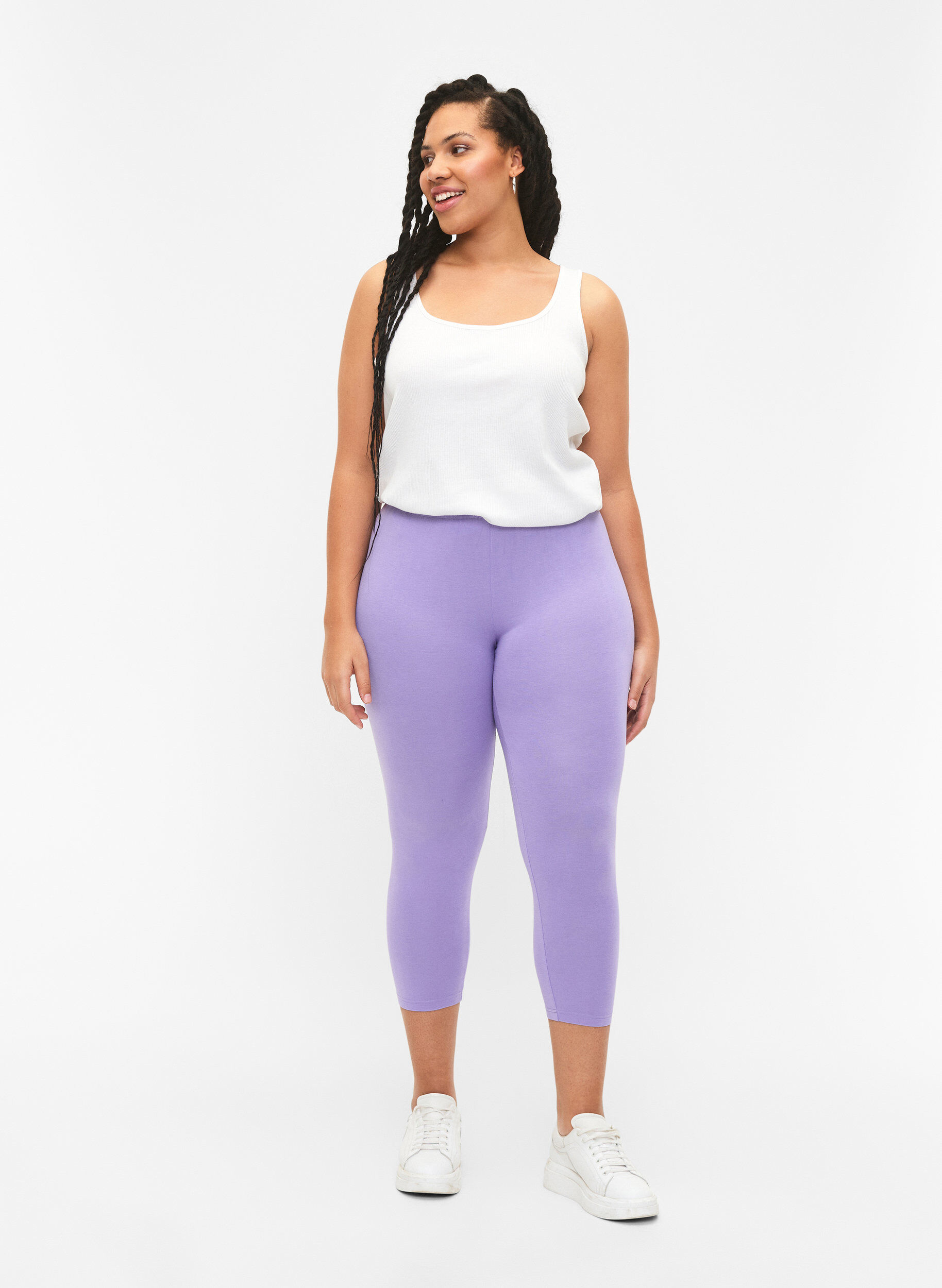 Zizzi 3/4-pituiset viskoosileggingsit, Violetti, Model image number 1
