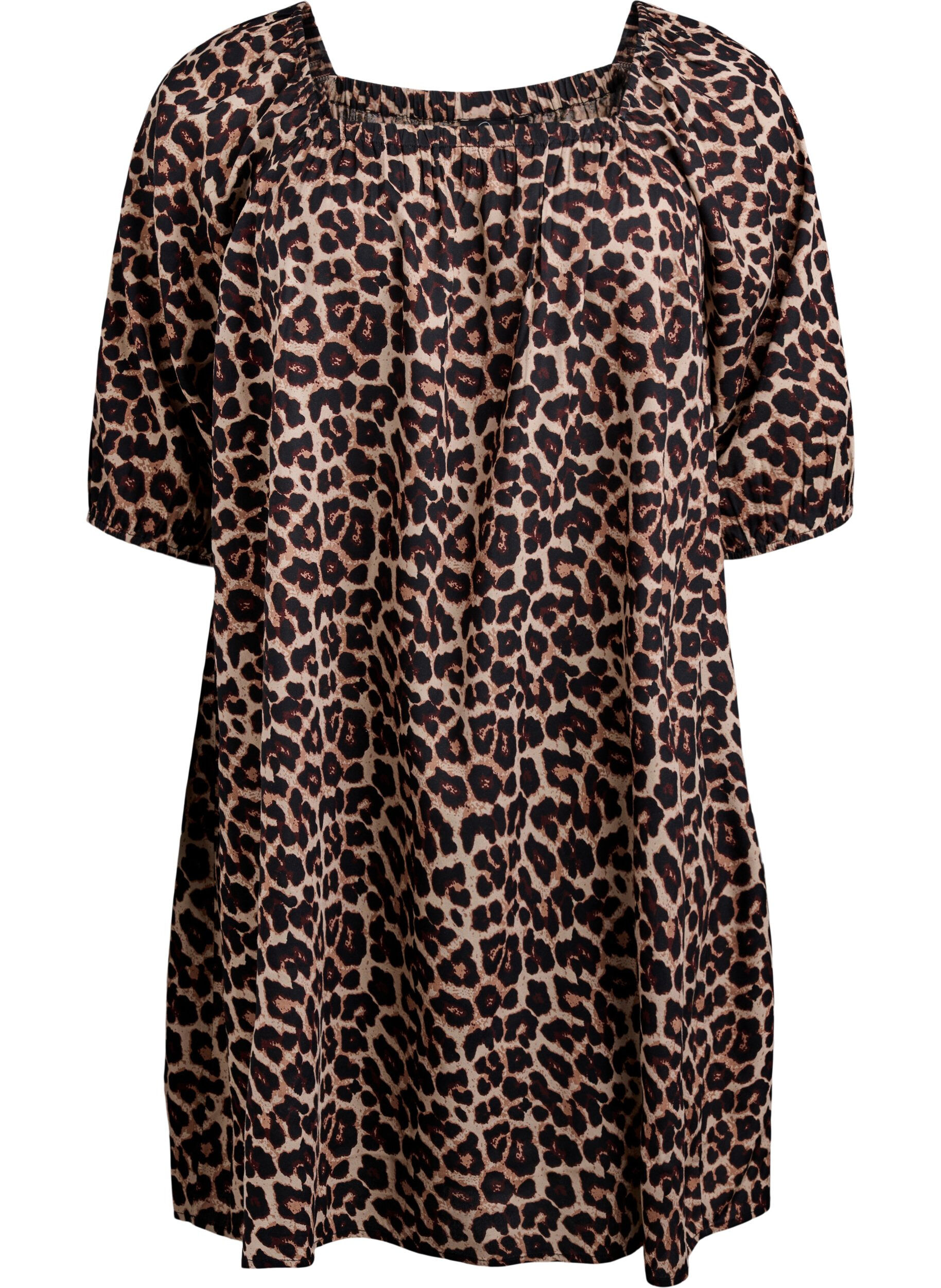 Zizzi Viskoosinen rantamekko, jossa on printti, Beige, Packshot image number 0