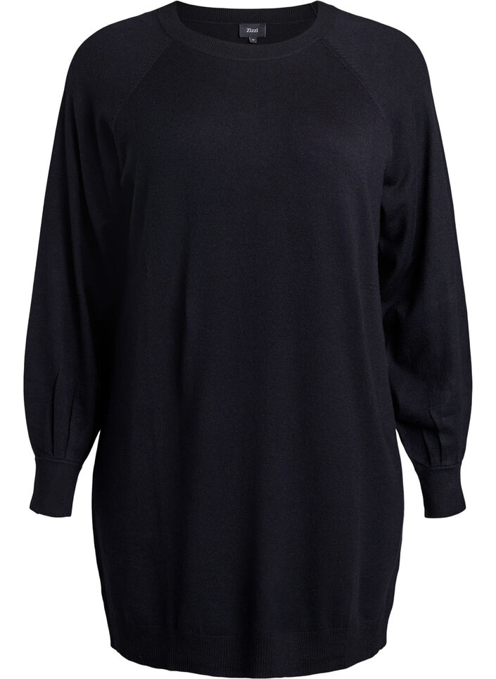 Lyhyt neulemekko raglanhihoilla, Musta, Packshot image number 0