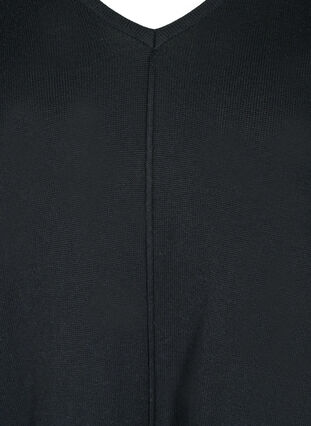 Yksivärinen neulemekko v-aukko, Black, Packshot image number 2