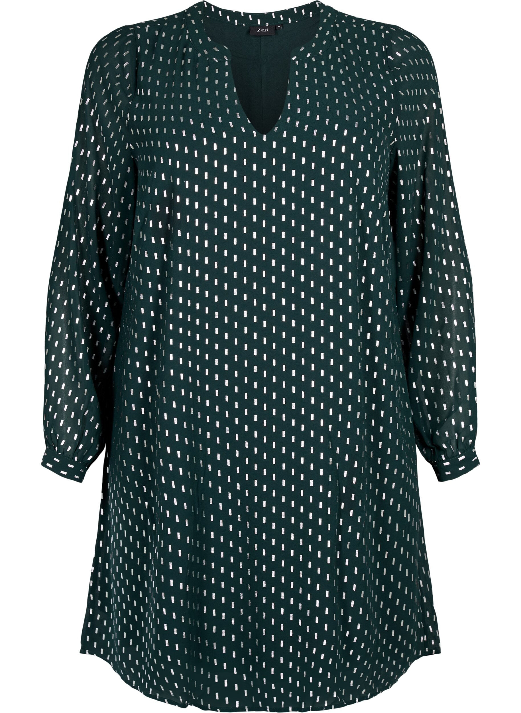 Zizzi Pitk&auml;hihainen mekko, jossa on printtikuvio, Scarab w. Silver, Packshot image number 0