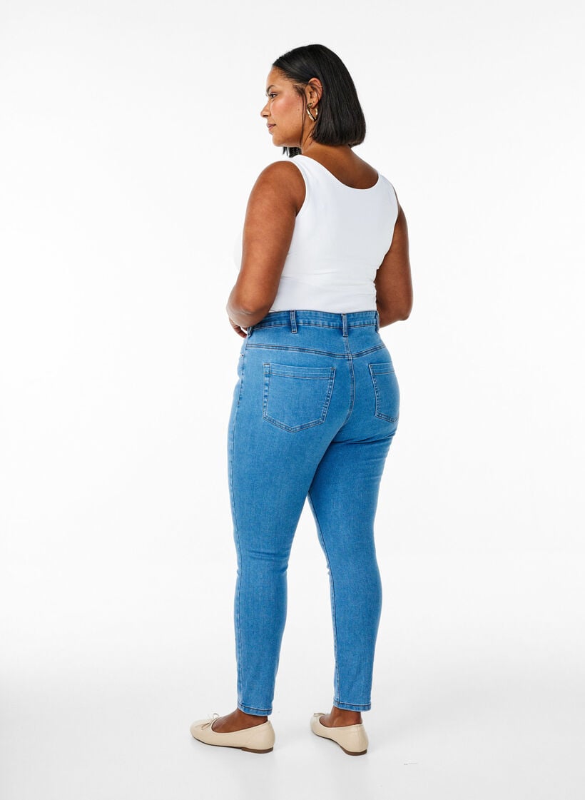 Amy-farkut, joissa on korkea vyötärö ja hyvin kapea istuvuus, Sininen, Model image number 0