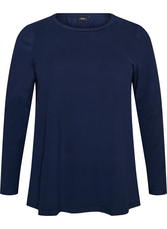 Perus jersey-paita, jossa pitk&auml;t hihat, Sininen, Packshot image number 0