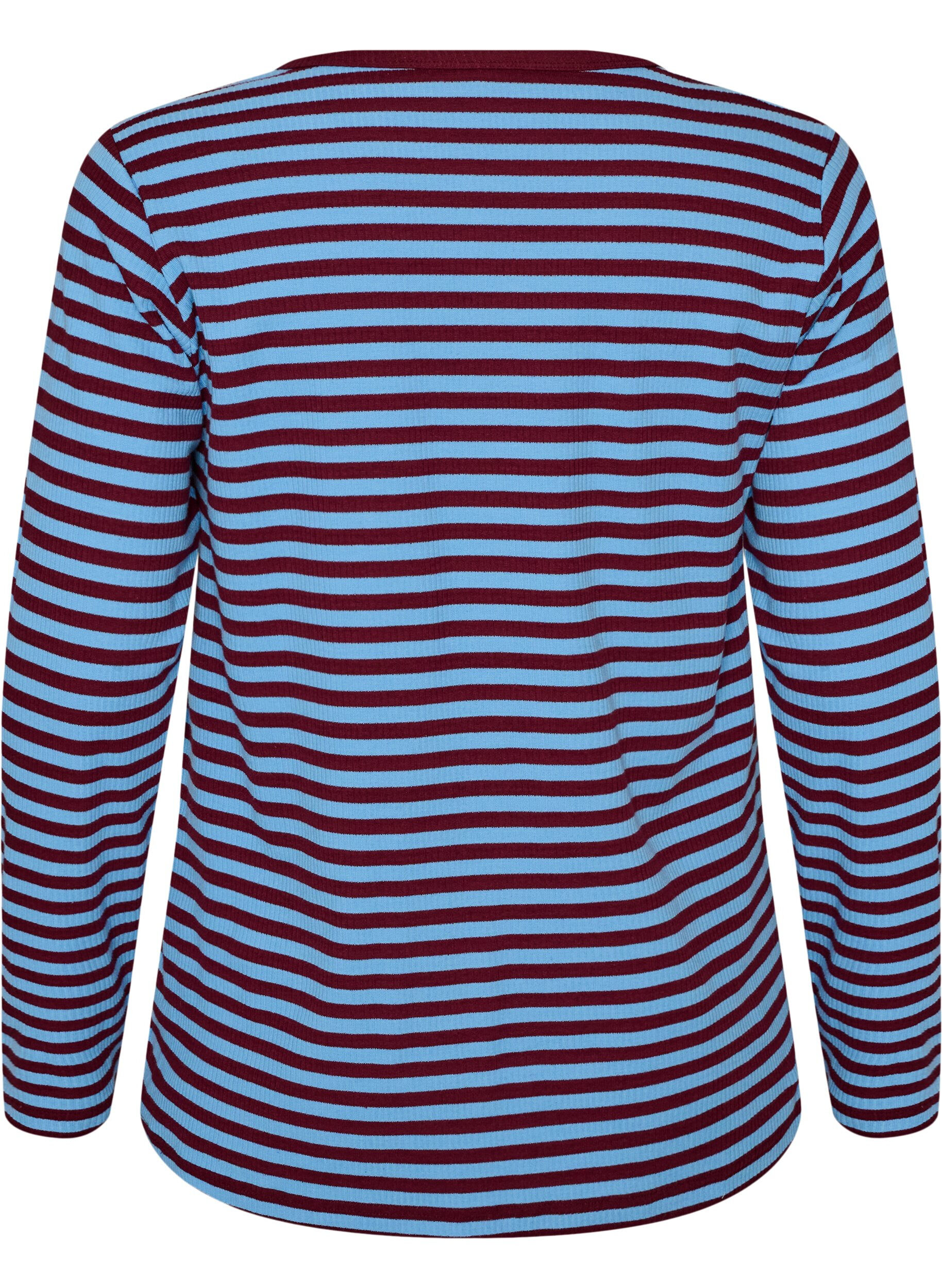 ZizziRaidallinen pusero pitkill&auml; hihoilla, Sininen, Packshot image number 1