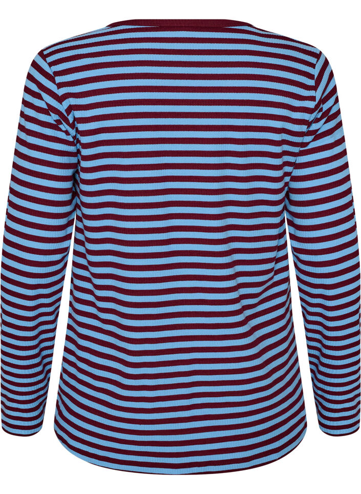 Raidallinen pusero pitkill&auml; hihoilla, Sininen, Packshot image number 1