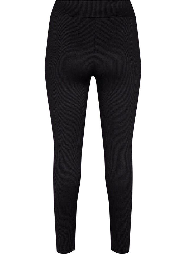 Joustavat leggingsit ribatulla rakenteella, Black, Packshot image number 1