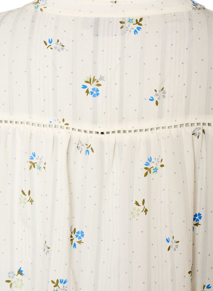 Lyhyt viskoosimekko pitsikoristeilla ja A-linjaisella leikkauksella, Vanilja, Packshot image number 3