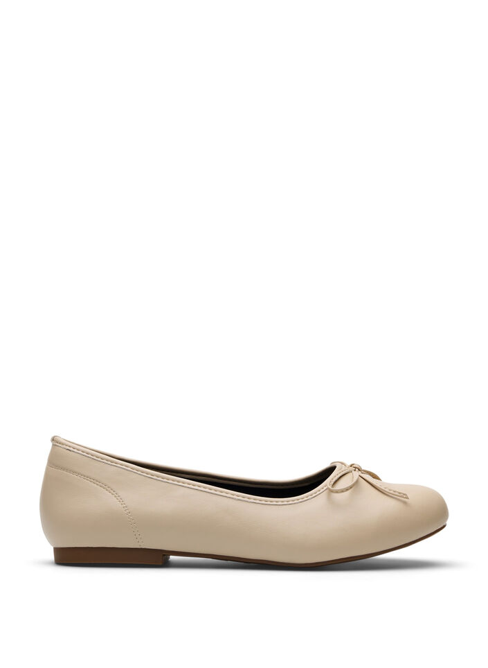 Leveälestiset - Ballerinat rusettikoristeella, Beige, Packshot image number 0
