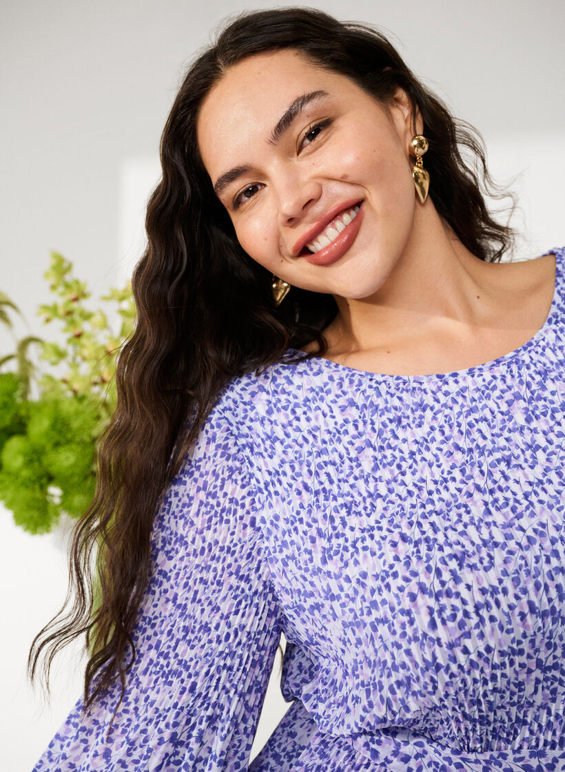 Kukkakuvioinen laskostettu mekko kiristysnauhalla, Small Flower AOP, Image image number 0